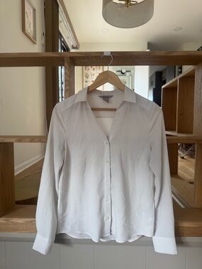 H&M White Button-Up Collared Blouse